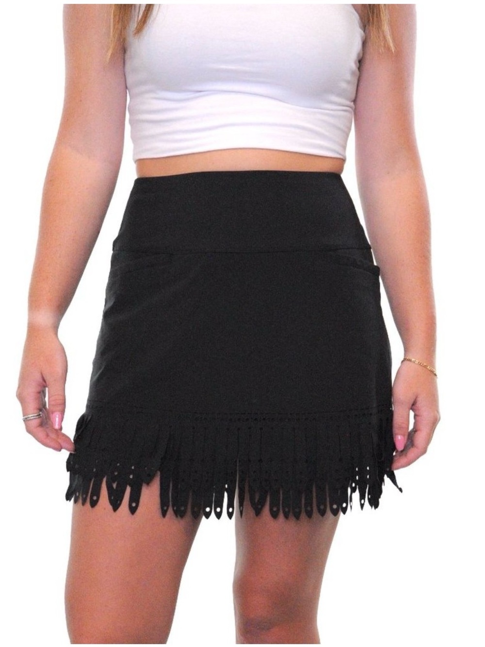 Lucky in Love Laser Cut Fringe Skort